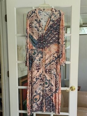 Soft Surroundings Blush Floral Patchwork Long Sleeve Maxi Dress